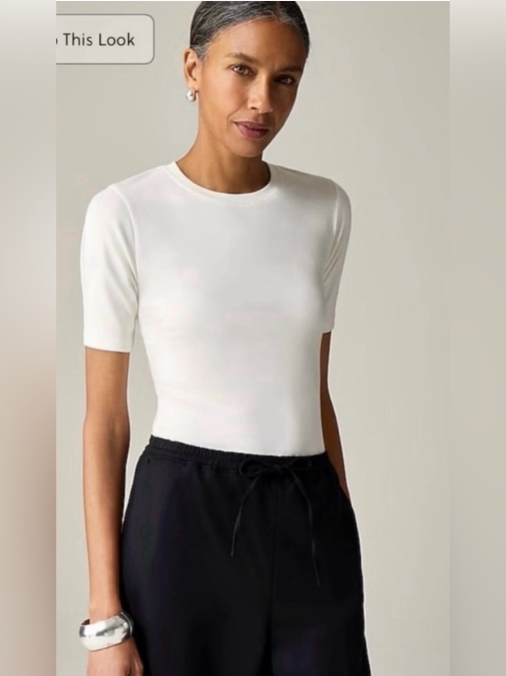 J.Crew Refined rib elbow-sleeve T-shirt in ivory
